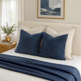 MIULEE Decorative Throw Pillow Covers 18x18 Navy Blue Textured Corduroy