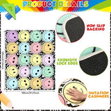 3.3x6.6 ft Pastel Smile Face Classroom Rug Composition Notebook Play Carpet Educational Area Rug Pastel Face Play Mat Non-Slip Back to School Floor Mat for Teaching Playroom Nursery Daycare Home Decor