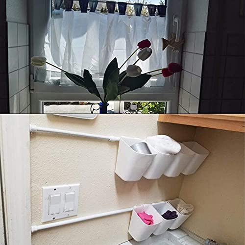 KXLife 2Pcs Spring Small Tension Rod Window Curtains Rod Adjustable 17 to 28 Inch, Spring Rod Curtain Bar, Short Tension Curtain Rod for Basement Window, Kitchen, RV, Camper, Refrigerator (White)