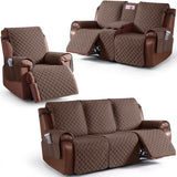KinCam 100% Waterproof Recliner Loveseat Cover with Console X1, Recliner Couch Covers X1, Recliner Chair Covers X1(Deep Brown)