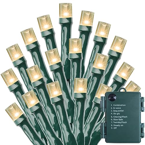 Battery Operated Christmas Lights - 50 LED Mini Lights Battery Operated String Lights Indoor Outdoor String Lights with Timer 8 Modes Fairy Lights for Christmas Tree Wreath Party, Warm White
