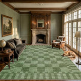 GarveeHome 8x10 Area Rugs Geometric Washable Moss Green Checkered Rug