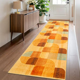 Washable Modern Geometric Hallway Runner Rug for Kitchen Orange 2x8