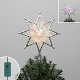 Philips 11.25" Silver Star Treetopper with Iridescent Tinsel - 3 Light Functions with Control Box and Coil - 10 Bicolor Microdot LEDs - 72" Lead-in