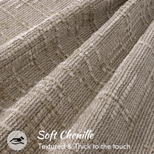 decorUhome Chenille Fall Throw Pillow Covers 18x18 Set of 2, Soft Textured Slubby Modern Decorative Pillow Covers with Elegant Design for Couch, Sofa, Living Room, Oatmeal