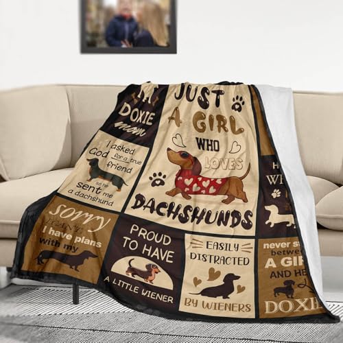 Dachshund Gifts for Women Blanket 60"X50", Weiner Dog Gifts for Women, Christmas Birthday Dachshund Lovers Gift, Weiner Decor Throw