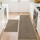 BEQHAUSE Kitchen Rugs and Mats 2PCS Non-Slip, 20"x32"+20"x48", Taupe
