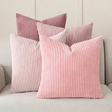 Volcanics Set of 4 Pink Corduroy Couch Throw Pillow Covers 18x18 in
