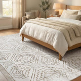 jinchan 8x10 Moroccan Geometric Washable Living Room Area Rug, Taupe