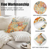 Boho Throw Pillow Covers 18x18 inch Set of 2,Soft Pillowcases Bohemia Carpet Printing Pattern Decorative Sofa Living Room Bed Square Pillow Case Cushion Cover-Cream Color
