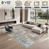 8x10 Area Rug for Living Room Washable Abstract Indoor Carpet
