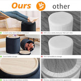 Round Storage Ottoman, Set of 2, Velvet Vanity Stool, Black