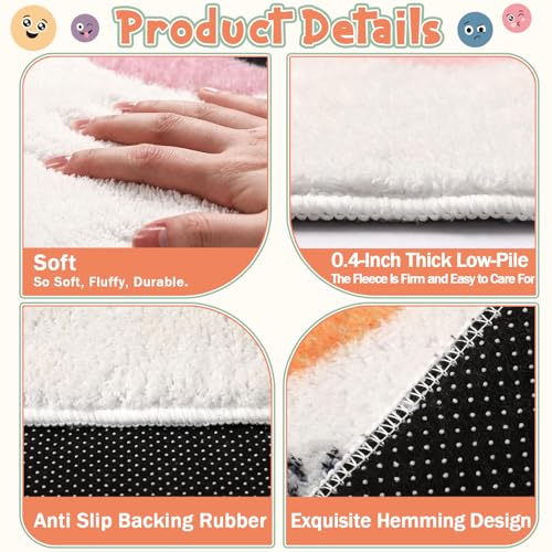 3.3x4 ft Calming Corner Items Calm Corner Classroom Rug Feelings Chart Emotion Area Rug Back to School Floor Mat Soft Fluffy Mental Health Non-Slip Play Carpet for Nursery Playroom Bedroom Living Room