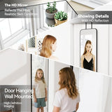SCWF-GZ 47x14 Mirror Rectangle Full Body Length Door Hanging Wall Mounted Metal Aluminum Alloy Frame Dressing Make-up Mirrors for Entryway Bedroom Bathroom Living Room 47 14 inch Black
