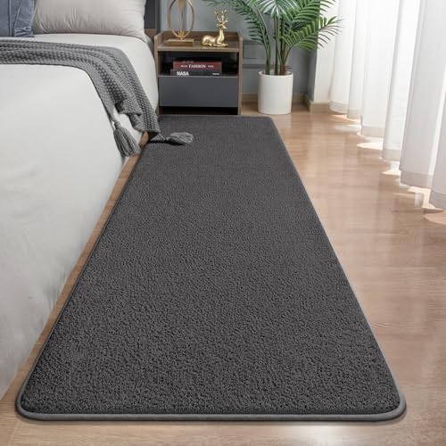 Runner Rug for Hallway, 2x8 Dark Grey Washable Non Slip Runner Rug