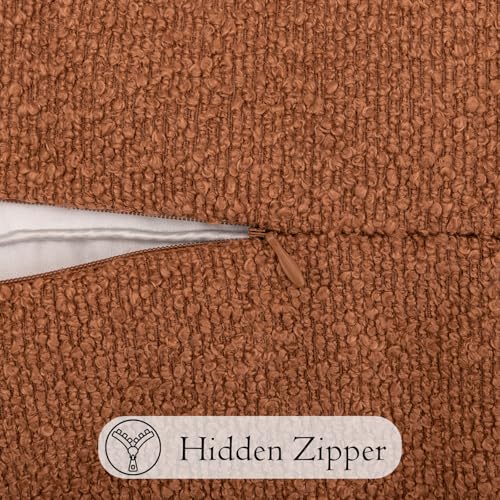 Boucle Lumbar Pillow Cover 14x36 inch Rust