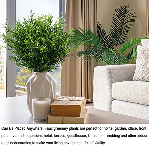 XLFAQXM Artificial Plants Flowers Grass Shrubs 8 Pack No Fade Faux Plastic Flowers Outdoor for Farmhouse Garden Porch Patio Indoor Wedding Decoration Greenery Fake Plants uv Resistant