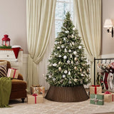 ELYKEN 33 Inch Christmas Tree Collar, 6-Piece Xmas Tree Skirt for Artificial Trees, Handcrafted Plastics Wicker Tree Base Cover with Cord Cut-Out Rustic Farmhouse Tree Ring for Home Decor