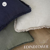 Foindtower Set of 2 Decorative Linen Fringe Throw Pillow Covers Cozy Farmhouse Boho Cushion Cover with Tassels Soft Accent Pillowcase for Couch Sofa Bed Living Room Home Decor 20×20 Inch Beige