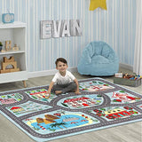 LIVEBOX Large Playroom Rug 5'x7' Kids Play Mat for Classroom, Road Traffic Carpet for Boys Girls Playing Cars Toys, City Life Nursery Car Rug for Toddlers Bedroom Kids Room