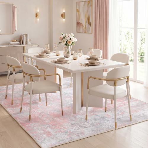 Fixwal Washable 5x7 Bedroom Area Rug, Non-Slip, Gray/Pink