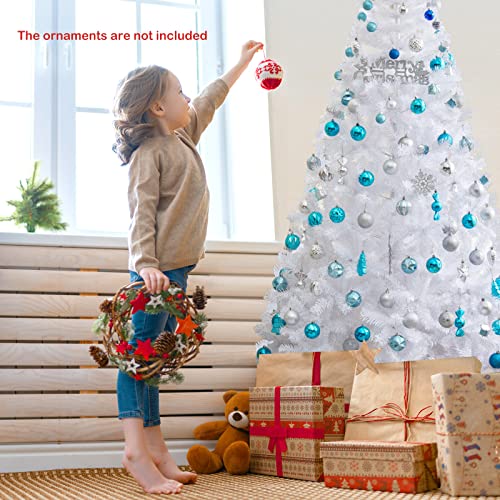 COSTWAY 7Ft-Artificial-PVC-Christmas-Tree-W-Stand-Holiday-Season-Indoor-Outdoor-White