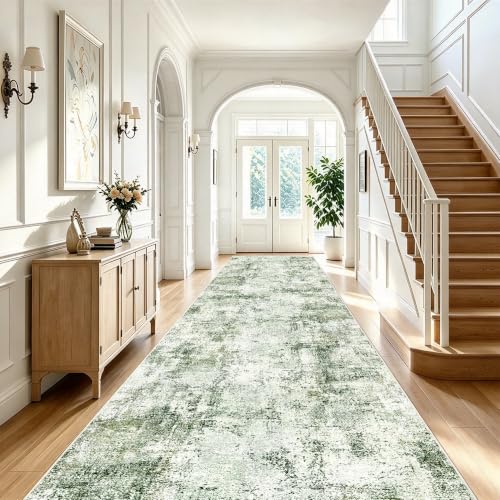 4x16 Runner Rug Non Slip Washable Wide Hallway Rugs Green