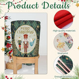 Christmas Chair Covers Set of 6 Green Nutcracker Christmas Tree Chair Back Covers Holiday Dining Chair Slipcovers Protector Kitchen Dining Room Decor Festival Party Decoration