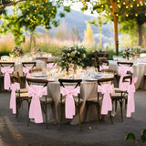 50 Pcs Pink Satin Chair Sashes Bows Universal Chair Cover for Wedding Reception Events Banquets Party, Hotel Event Decorations, 6 x 108 inch