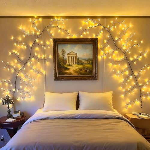 Enchanted Willow Vine Lights for Wall: 7.5FT led Twinkling Tree Branch Light for Living Room and Bedroom Home Decor-Warm White Twinkle Tree Lights Lighted Garland for Halloween Christmas Holiday Decor