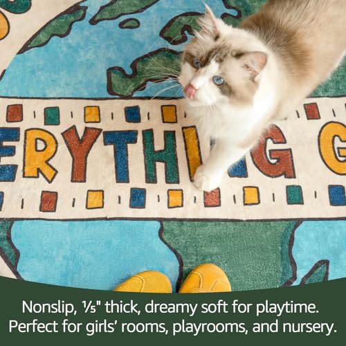 jinchan 4ft Round Rug Washable Fun Rug You are Worthy Playroom Mat for Kids