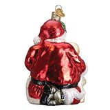 Old World Christmas Santa's Puppy Love Glass Blown Ornament for Christmas Tree, Handcrafted Holiday Decoration, Santa Collection