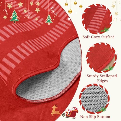 Christmas Area Rugs 5x7 Washable Living Room Rug, Soft Non Slip Red Rugs Ultra-Thin Indoor Carpet for Bedroom Dining Room Nursery Home Office