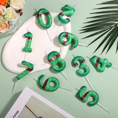 Turtle Shell Birthday Candle, Cartoon Turtle Themed Cupcake Number Candle Green Cake Topper for Party Decoration Favors Supplies (Number 5)