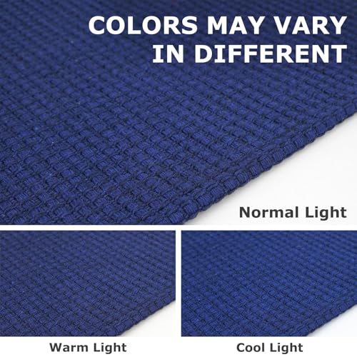 Washable Exrea Long Hallway Runner Rug 3x20 Non Slip Rubber Backed Kitchen Runner Entryway Runner Indoor, Woven Rugs Floor Carpet for Kitchen Hall Entryway, Royal Blue/Navy