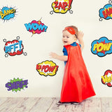 Superhero Comic Words Wall Decals - 12 Pack Action Sound Effects Stickers Peel and Stick Vinyl, Waterproof & Durable, Perfect for Kids' Room, Playroom, Nursery, Game Room, or Office Decor (1)