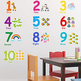 Outus 3 Sheets Number Wall Decals Children Number Stickers Animal Arabic Numbers 1-10 Learning Educational Wall Decals Peel and Stick Animal Stickers Classroom for Kids Nursery Bedroom Playroom Decor