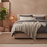 Bedsure 100% Cotton Throw Blanket for Couch 50x70 inches - Cooling Breathable and Soft for Summer, Waffle Weave Throw Blanket for Office, Taupe