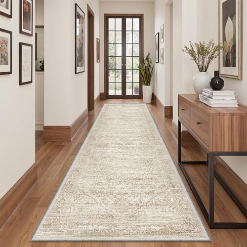 Rugland 2x12 Runner Rug Non Slip, Washable Rug Runners for Hallways, Beige