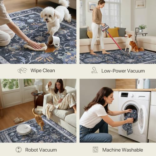 2x4 Washable Small Rug for Entryway Floral Indoor Door Mat Non Slip