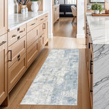 2x5 Coastal Abstract Runner Rug: Ultra Soft Washable Kitchen Hallway Entryway Carpet Indoor Non Slip Low Plie Mat for Bedroom Laundry Gifts for Newlyweds Household Modern Home Decor 2x5 Sky Blue