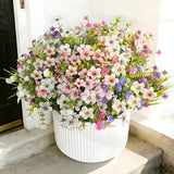 Fake Flowers for Outdoor UV Resistant 24 pcs Pink Artificial Flowers Outdoors, Realistic Faux Silk Flowers Fade Resistant, Fake Plants ＆ Flowers for Garden Porch Planters Window Patio Wedding