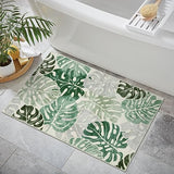 Wonnitar Tropical 2x3 Small Bathroom Rug, Washable Green Leaf Bath Mat, Non-Slip Cute Monstera Kitchen Sink Throw Rug, Low Pile Non-Shedding Floor Carpet for Bedside Dorm Doormat Decor