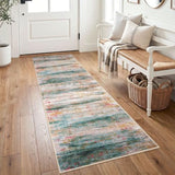 KOZYFLY Modern Washable Rug Runner 2x6 Runners for Hallways Green/Turquoise