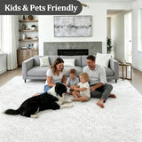 Area Rug Living Room Bedroom: 4x6 Fluffy Plush Shag Carpet Ivory