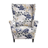 NILUOH Wingback Chair Slipcover, 2-Piece Stretch Wing Chair Cover, Washable Soft Fit Slipcover for Wingback Armchairs, Non-Slip Furniture Protector for Living Room, Flower Field