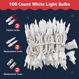 PREXTEX 100-Count Ultra Bright Christmas Lights - 20 ft Clear StringLights on White Wire - Incandescent Xmas TreeLights for Indoor and Outdoor Decorations