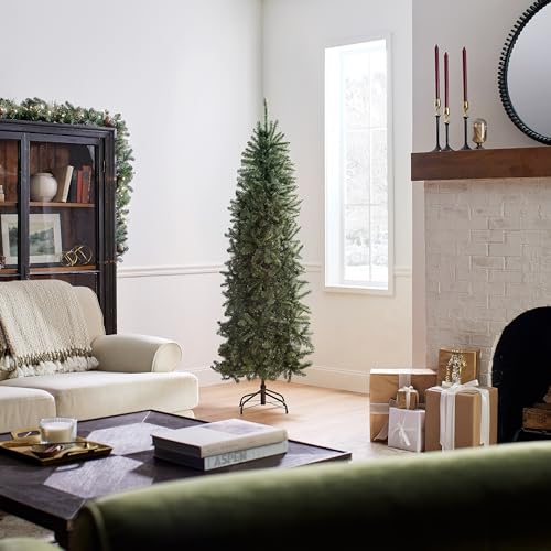 National Tree Company 6.5 ft Unlit Kingswood Fir Slim Artificial Christmas Tree, 719 Tips, Includes Stand, Green