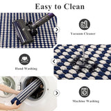Hallway Runner Rug 2x6 ft,Washable Indoor Navy Carpet with Non Slip Rubber Backing,Low Pile Durable Kitchen Floor Mat for Laundry Entryway Door & High Traffic Areas