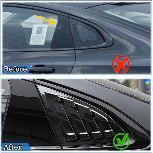 Fit for Chevrolet Malibu 2016 2017 2018 2019 2020 2021 Car Rear Window Louver Shutter Cover Side Vent Scoop Blinds Trim Exterior(Gloss Black)